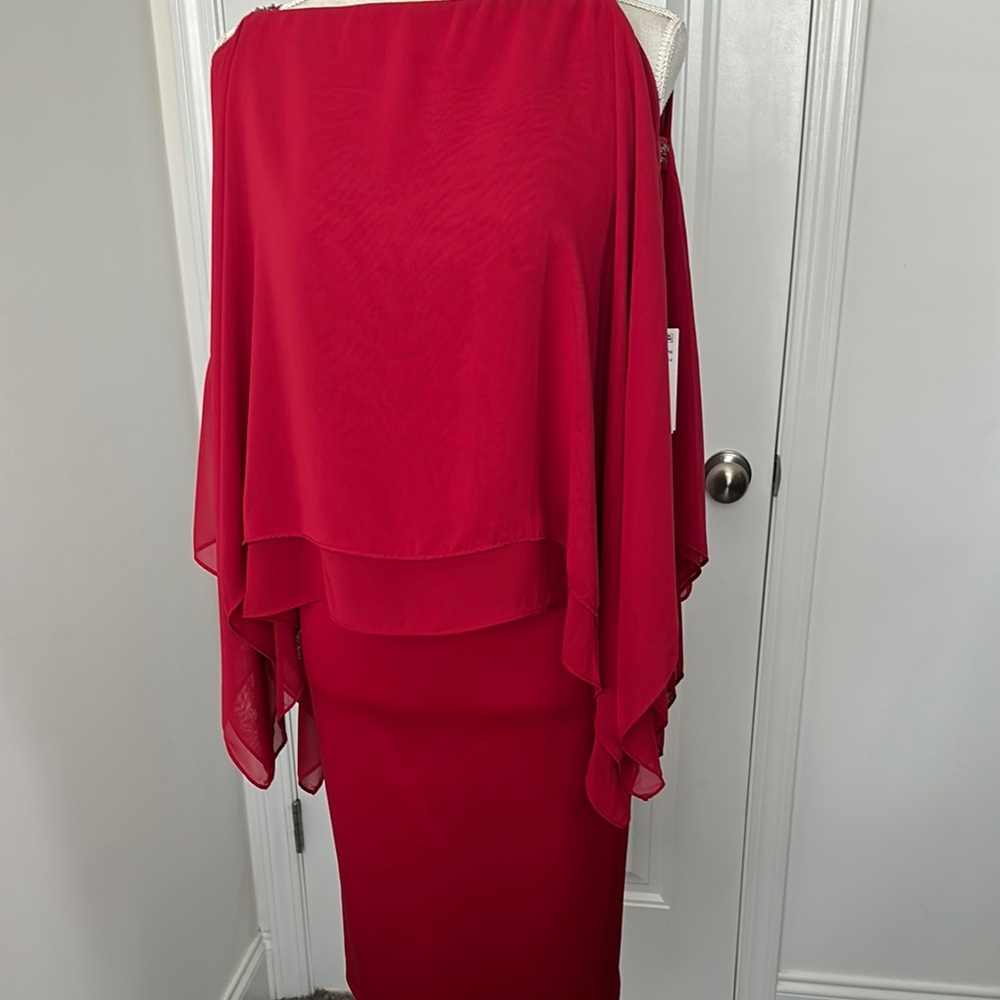 Elegant Red Draped Dress